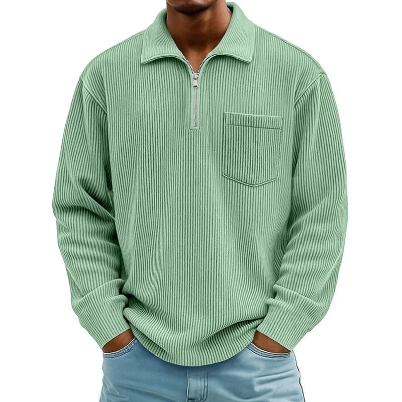 HALF ZIP CHEST POCKET SWEATER FOR MEN
