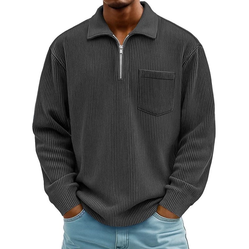 HALF ZIP CHEST POCKET SWEATER FOR MEN