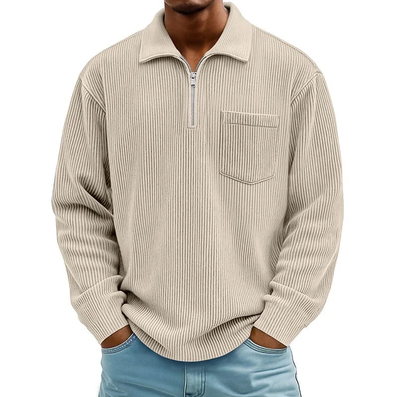 HALF ZIP CHEST POCKET SWEATER FOR MEN