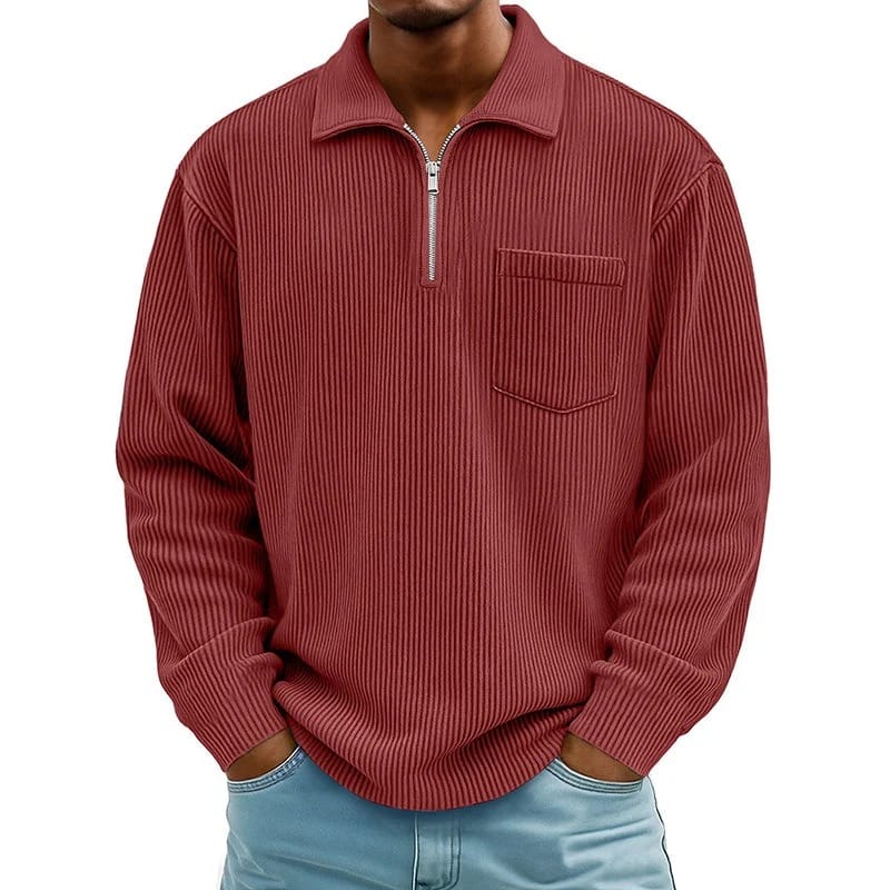 HALF ZIP CHEST POCKET SWEATER FOR MEN