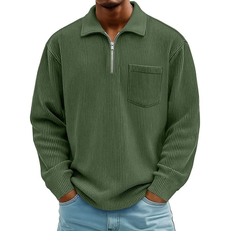 HALF ZIP CHEST POCKET SWEATER FOR MEN