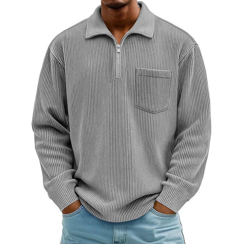 HALF ZIP CHEST POCKET SWEATER FOR MEN