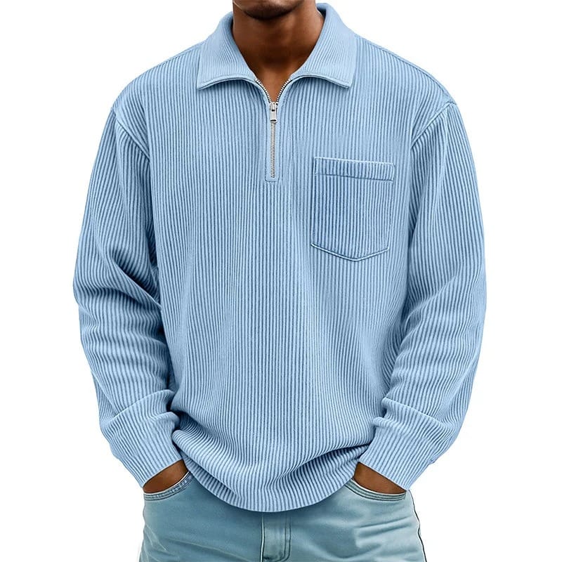 HALF ZIP CHEST POCKET SWEATER FOR MEN