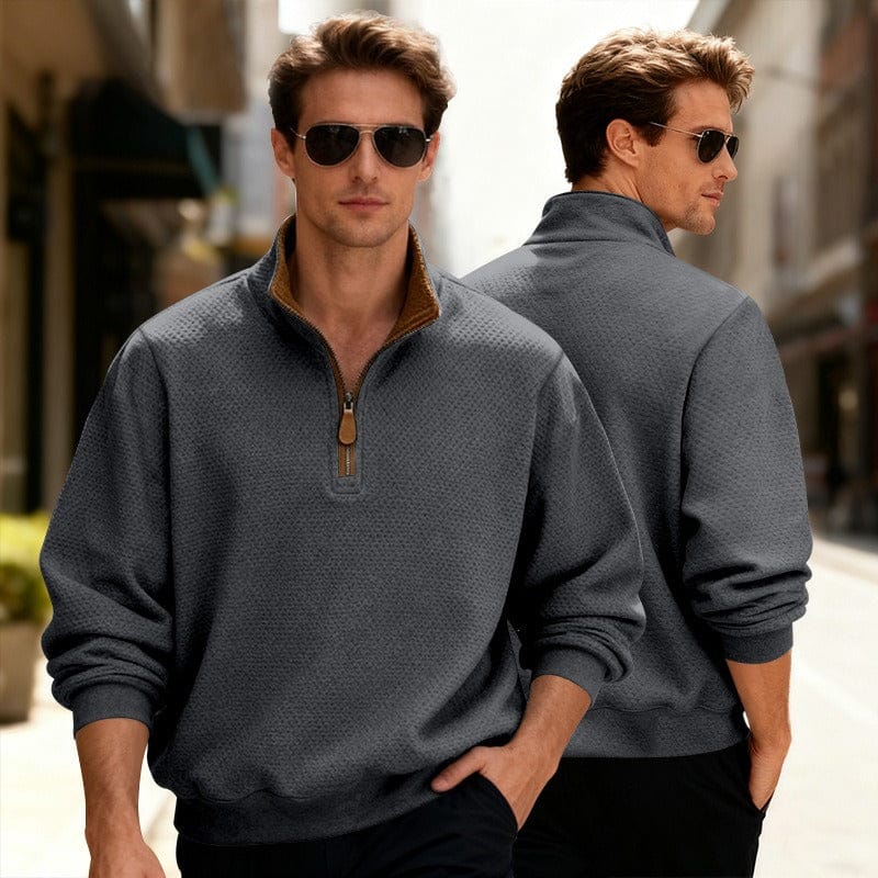 WENTWORTH LONDON | TEXTURED ZIPPER PULLOVER FOR MEN