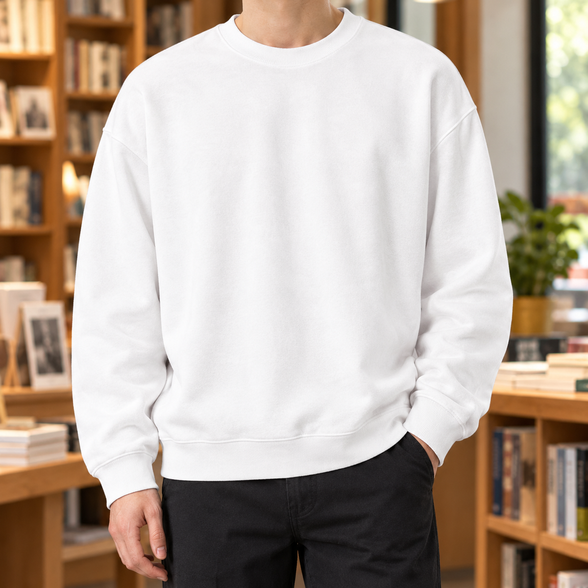 RELAXED CREW NECK SWEATER FOR MEN