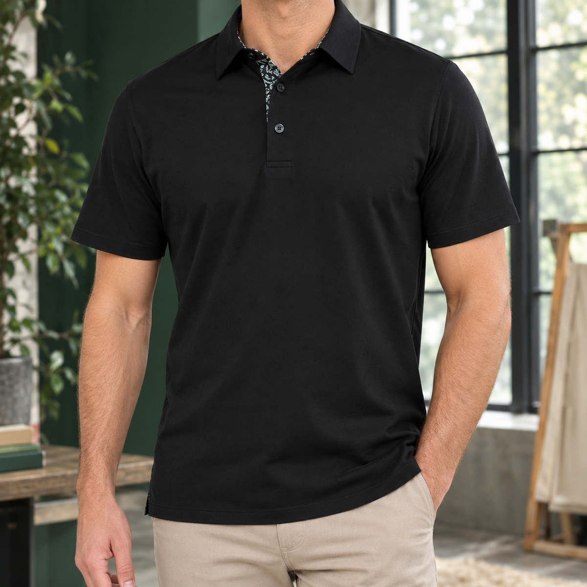 CONTRAST COLLAR POLO SHIRT FOR MEN