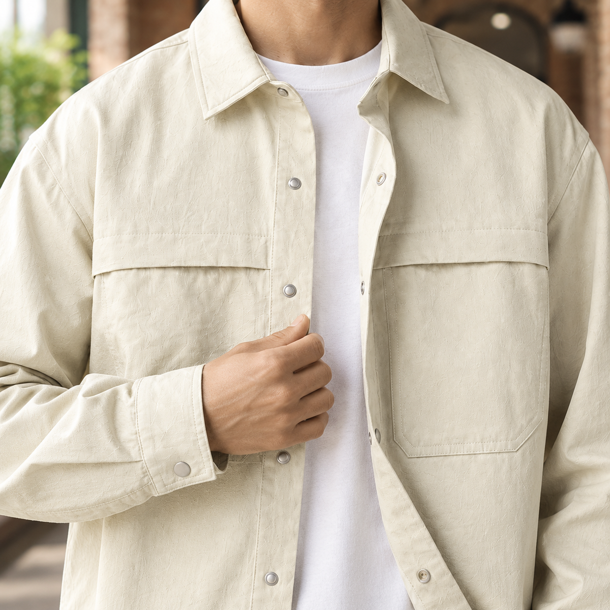 UTILITY SNAP FRONT OVERSHIRT FOR MEN