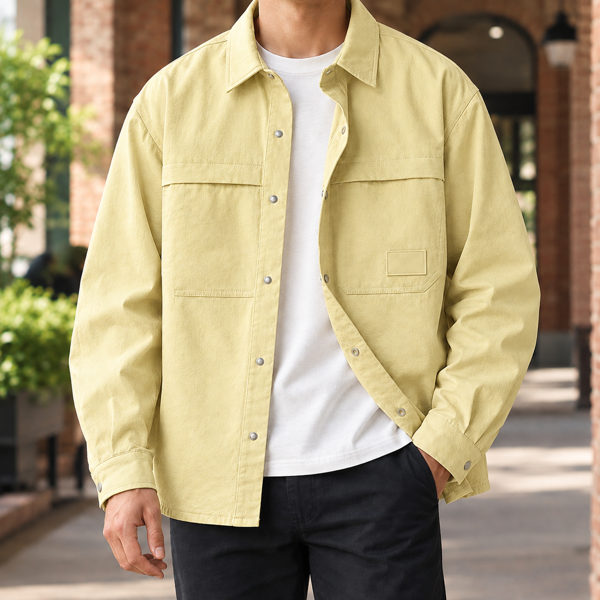 UTILITY SNAP FRONT OVERSHIRT FOR MEN