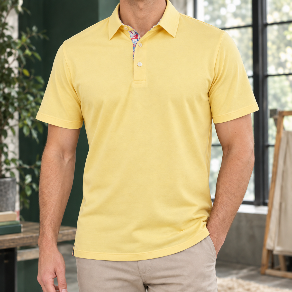 CONTRAST COLLAR POLO SHIRT FOR MEN
