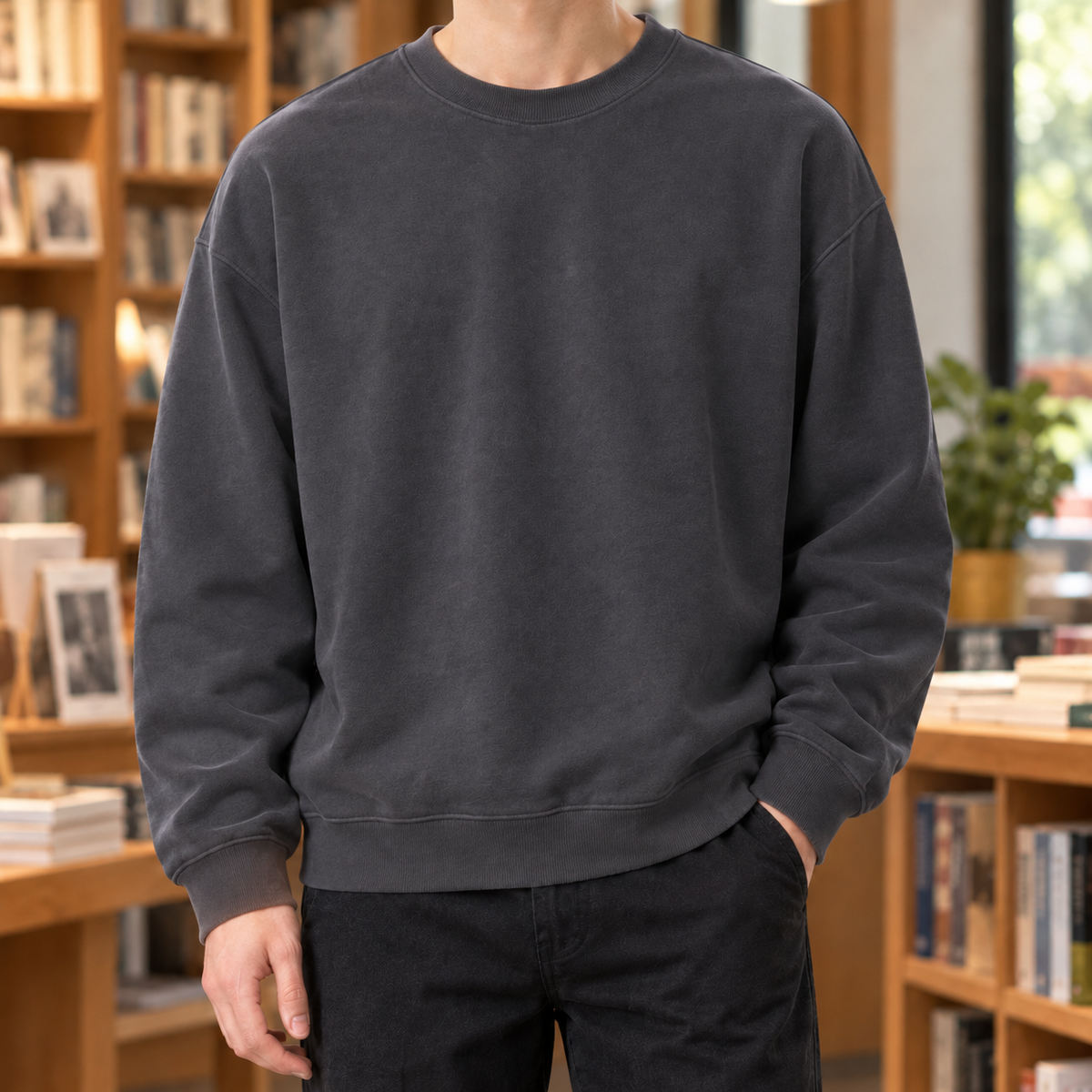 RELAXED CREW NECK SWEATER FOR MEN
