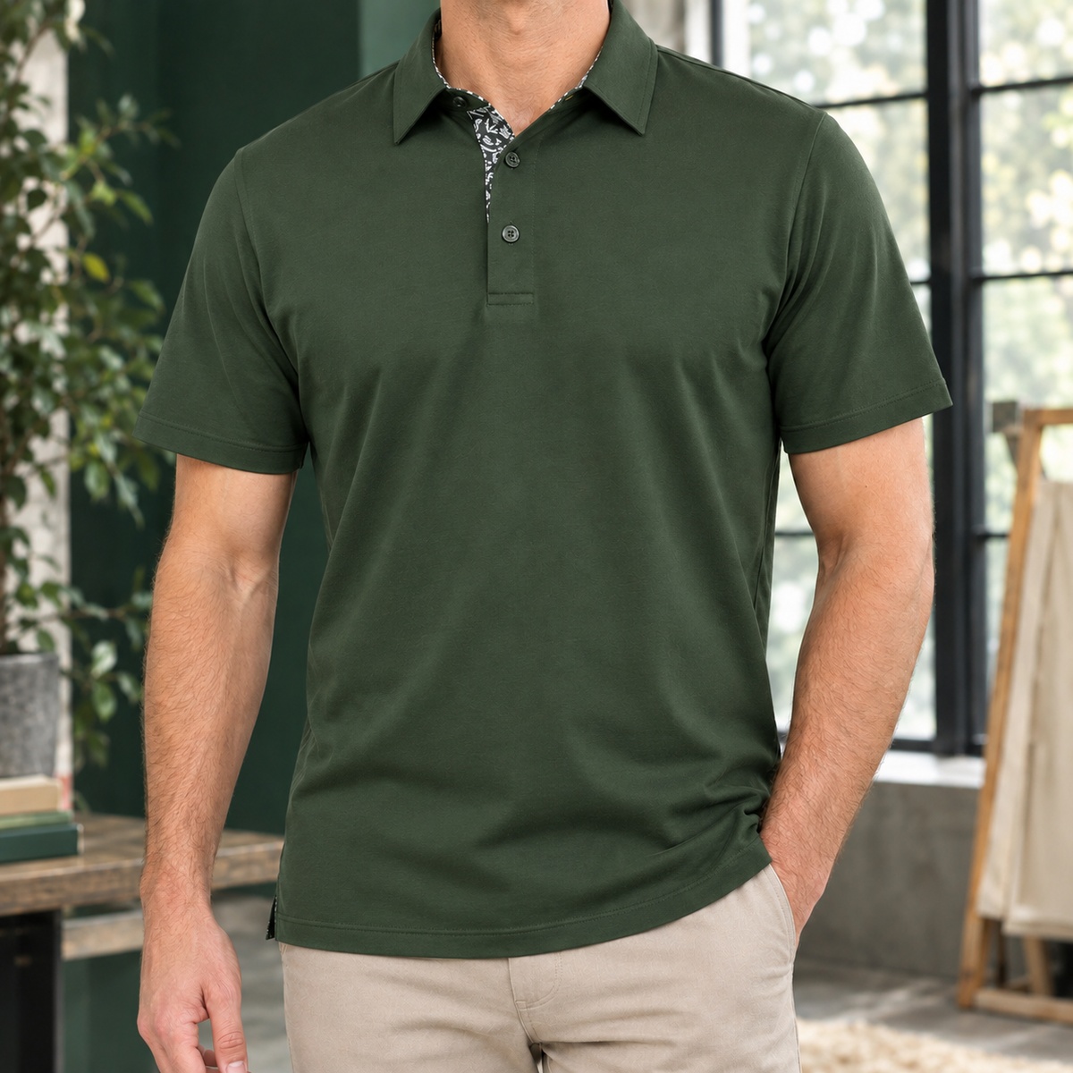 CONTRAST COLLAR POLO SHIRT FOR MEN