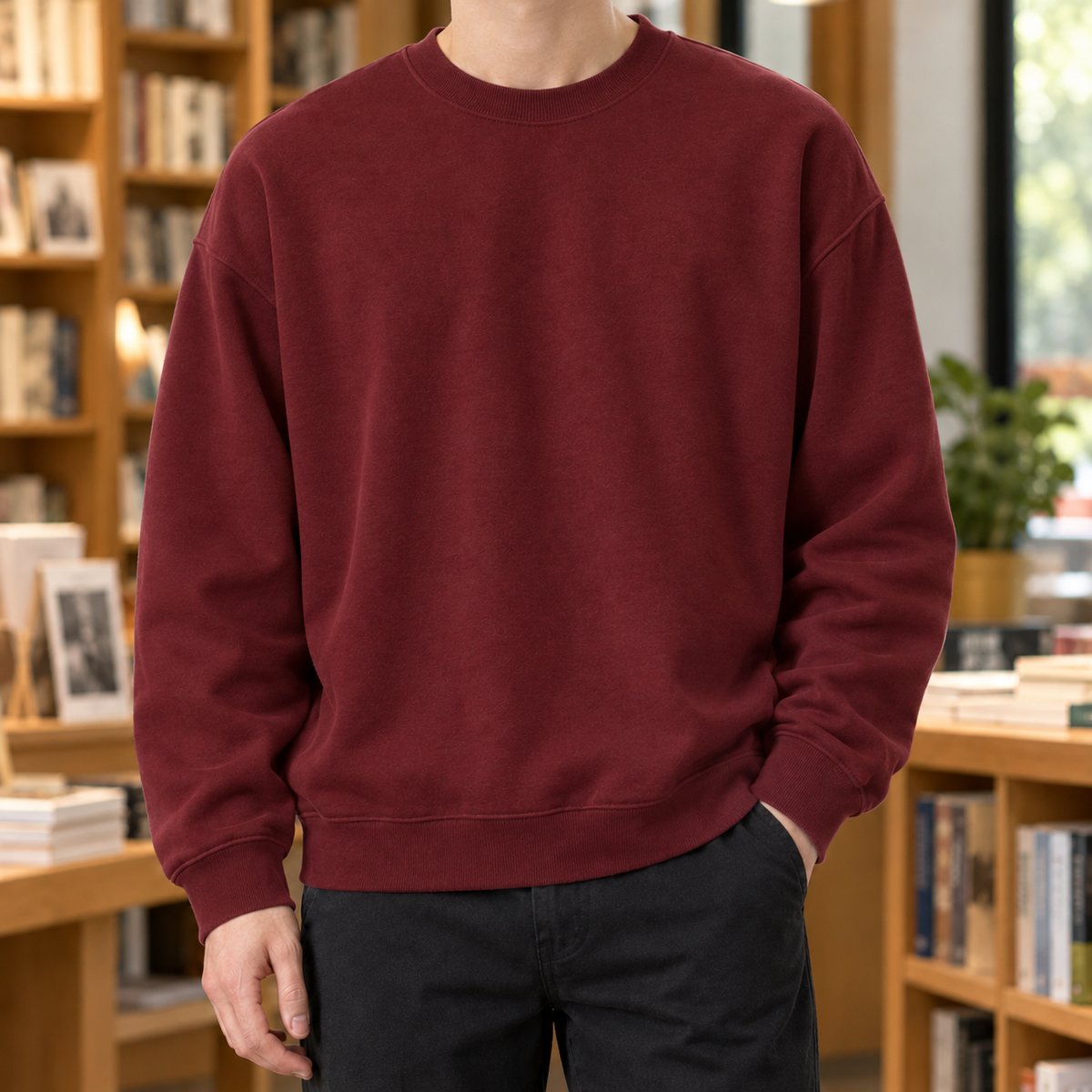 RELAXED CREW NECK SWEATER FOR MEN
