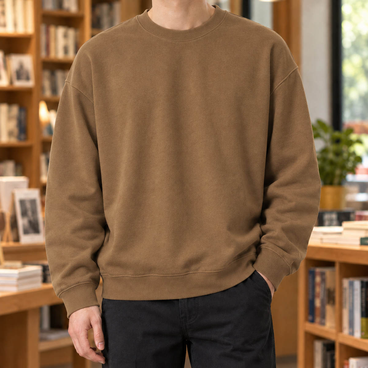 RELAXED CREW NECK SWEATER FOR MEN