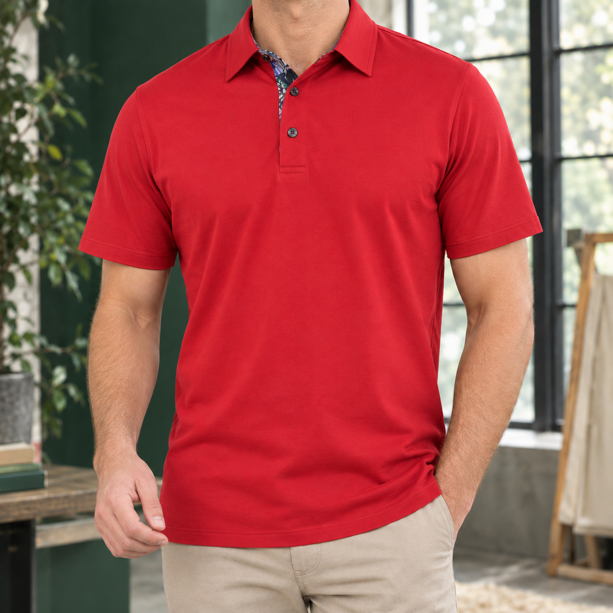 CONTRAST COLLAR POLO SHIRT FOR MEN