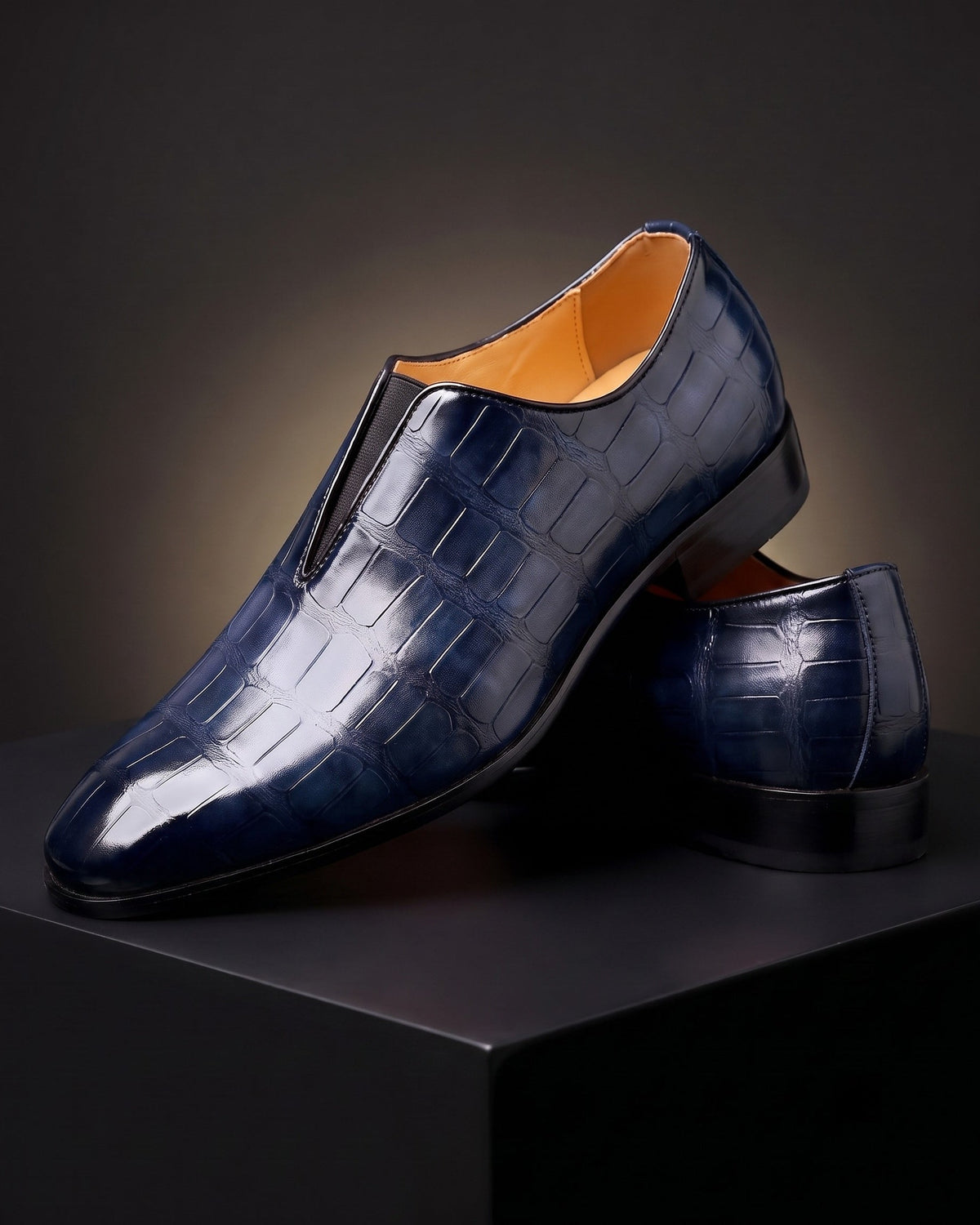 CROCODILE EMBOSSED SLIP ON LOAFERS FOR MEN