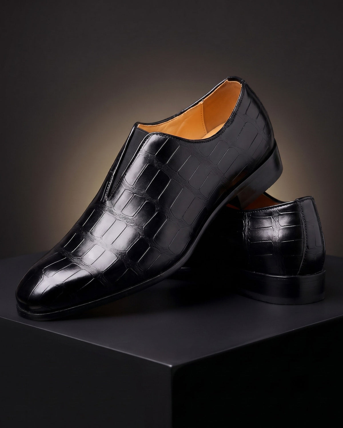 CROCODILE EMBOSSED SLIP ON LOAFERS FOR MEN
