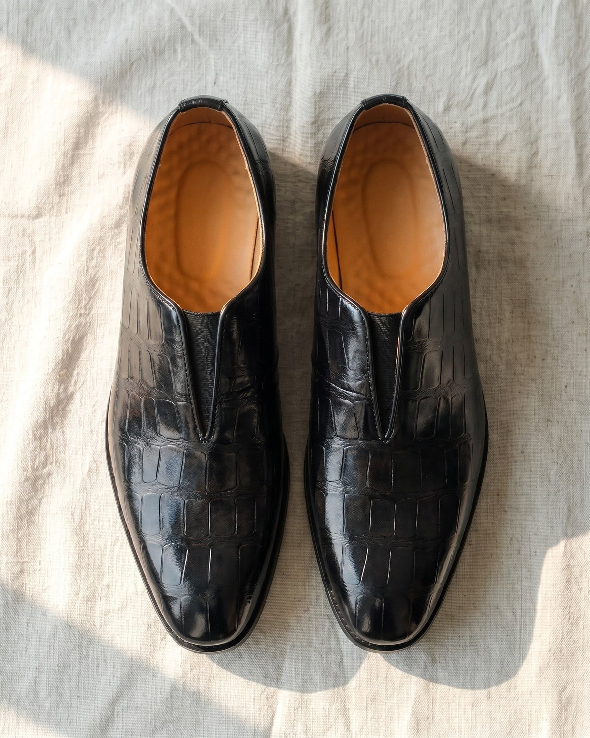 CROCODILE EMBOSSED SLIP ON LOAFERS FOR MEN
