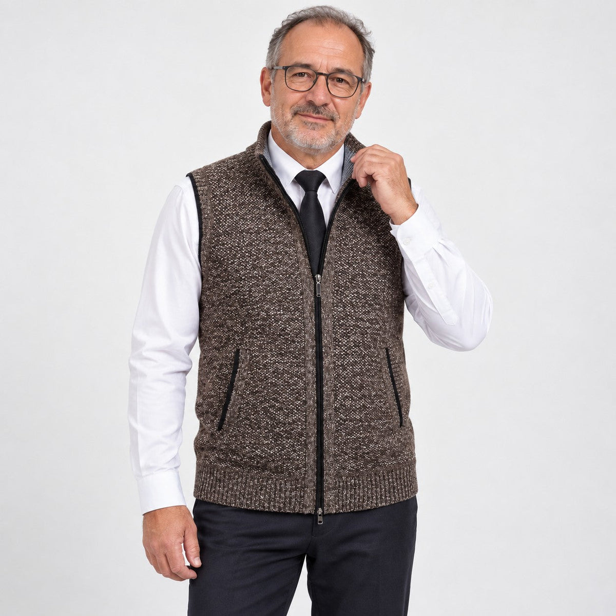 FULL ZIP STAND COLLAR CARDIGAN FOR MEN