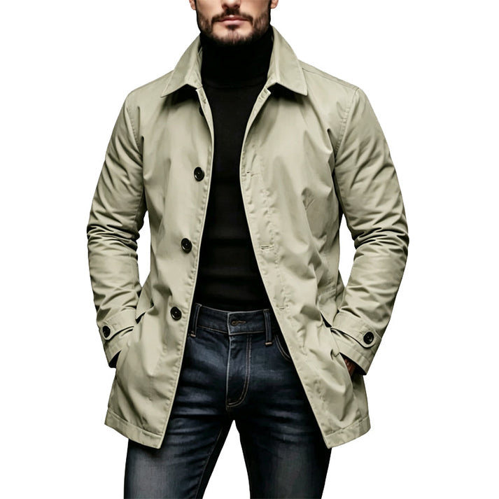 MID LENGTH WATER RESISTANT COAT FOR MEN