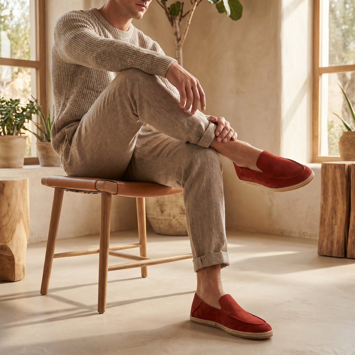 SUEDE ESPADRILLE LOAFERS FOR MEN