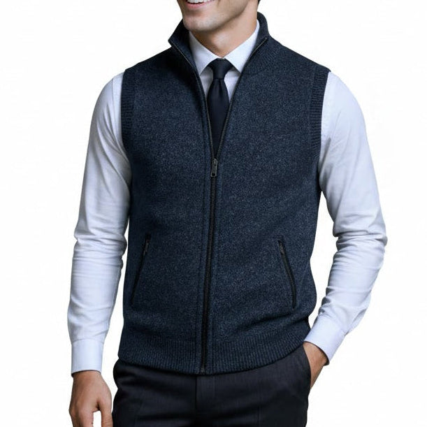 FULL ZIP STAND COLLAR CARDIGAN FOR MEN