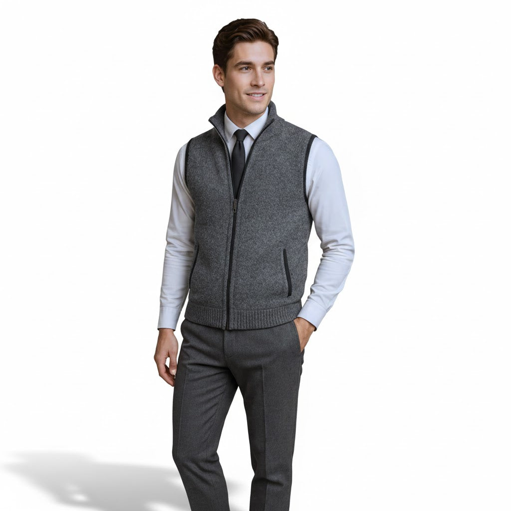 FULL ZIP STAND COLLAR CARDIGAN FOR MEN