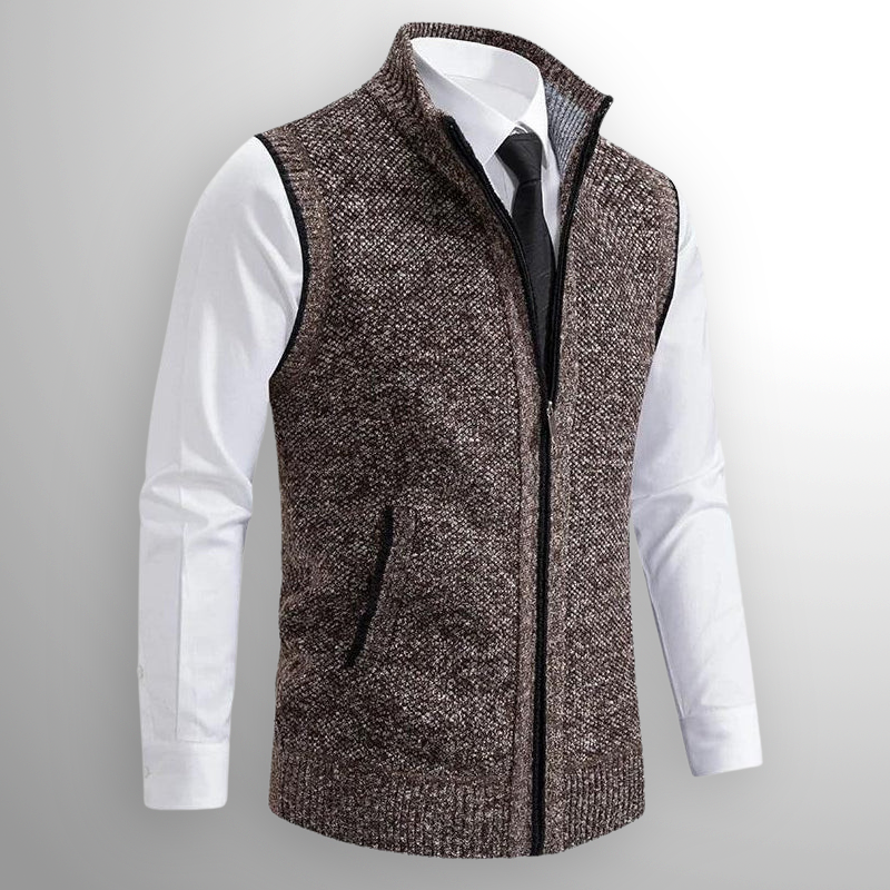FULL ZIP STAND COLLAR CARDIGAN FOR MEN