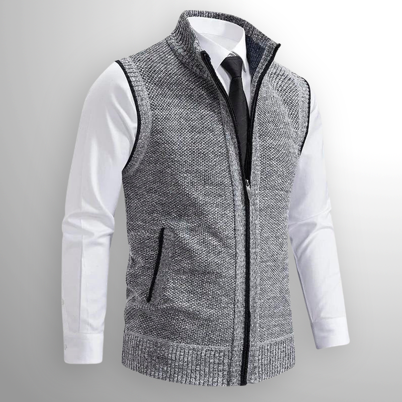 FULL ZIP HIGH NECK VEST FOR MEN