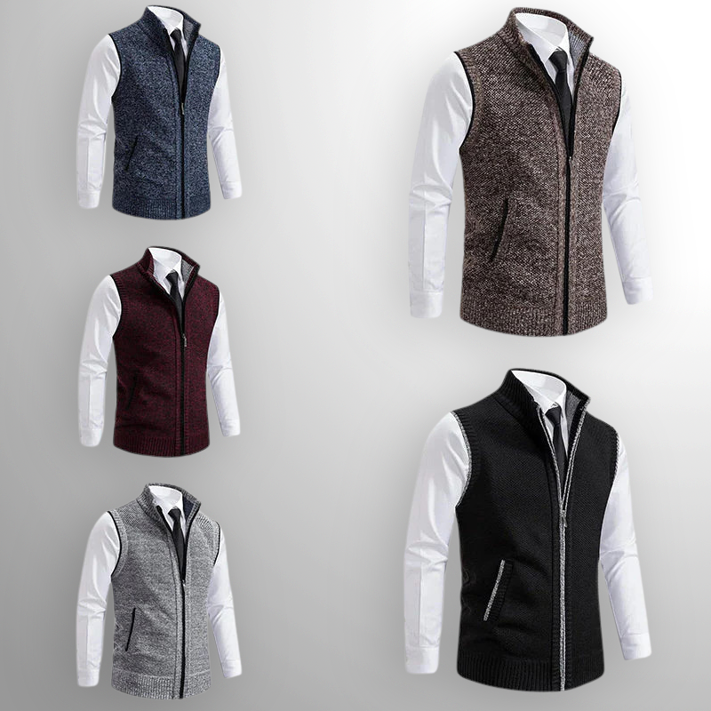 FULL ZIP STAND COLLAR CARDIGAN FOR MEN