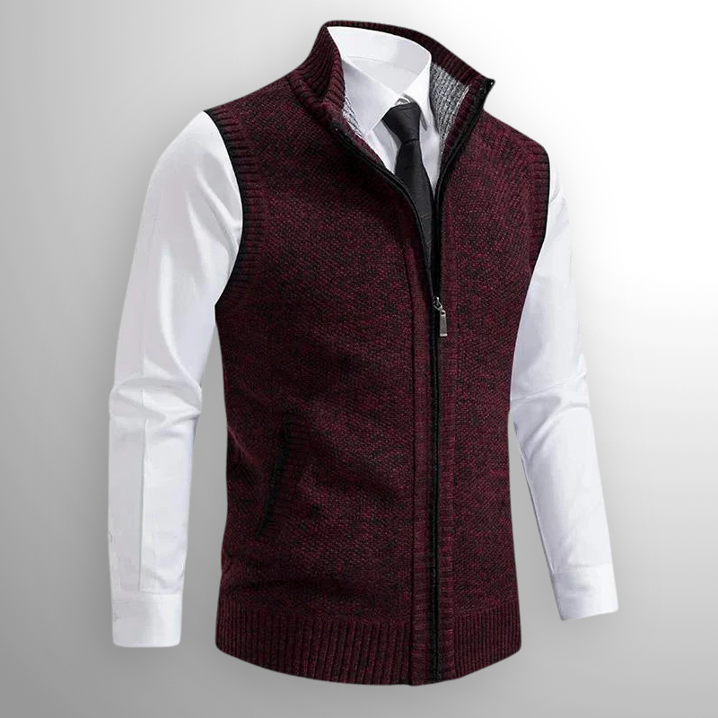 FULL ZIP STAND COLLAR CARDIGAN FOR MEN